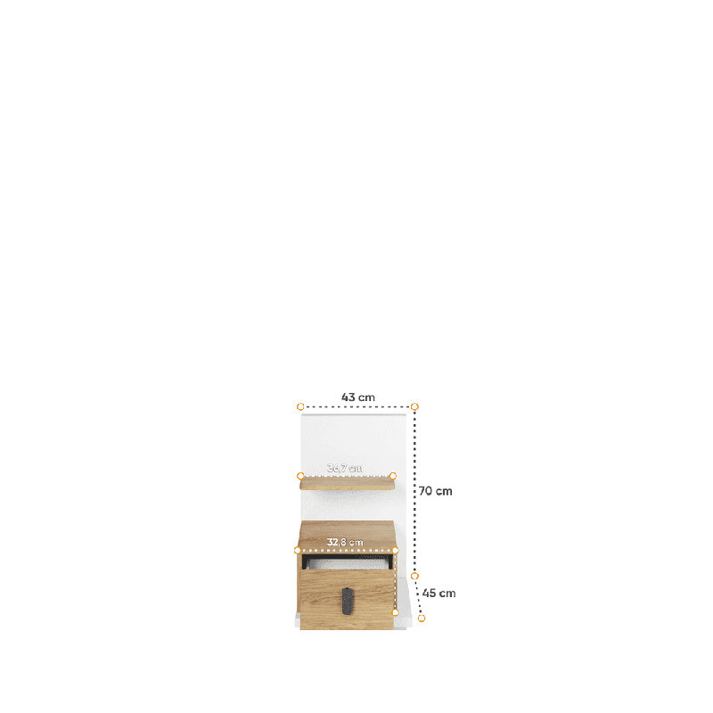Savonia 43cm W Manufactured Wood Bedside Table, Right