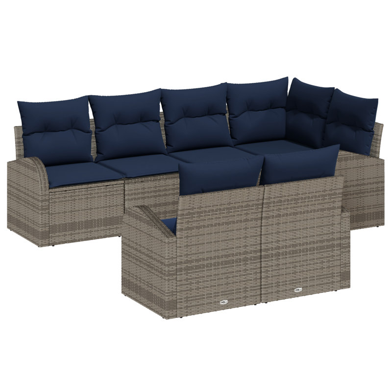 Ensemble de canapé de jardin vidaXL, Structure grise / coussin bleu marine