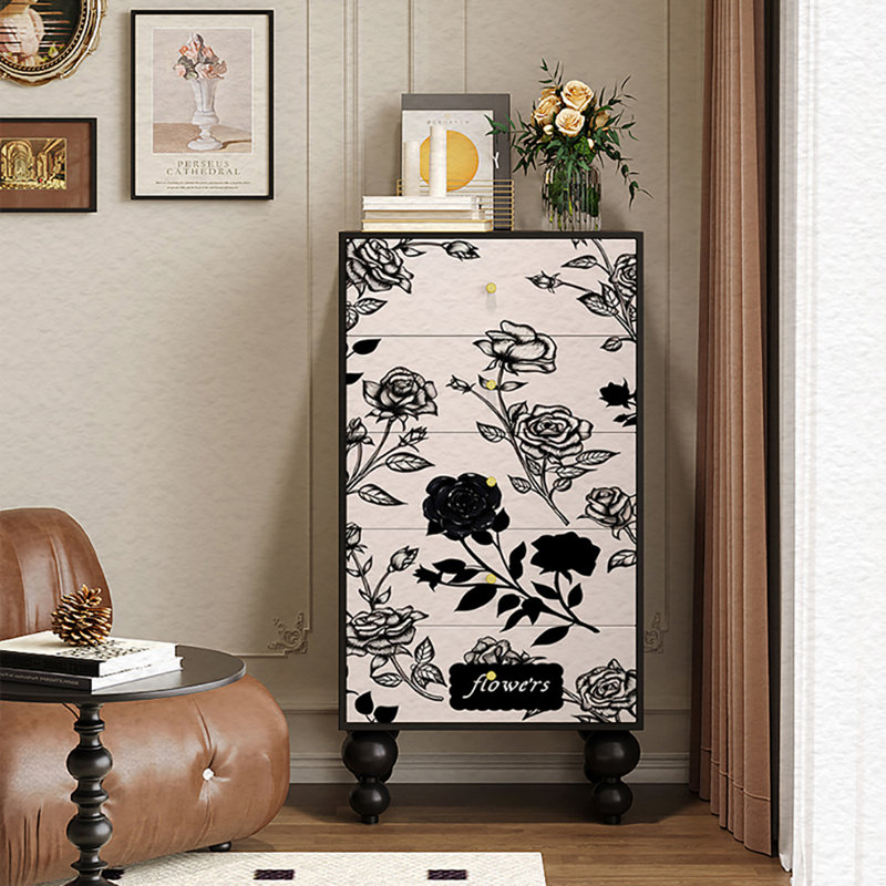Buffet avec commode 19,7 po, Noir / Beige