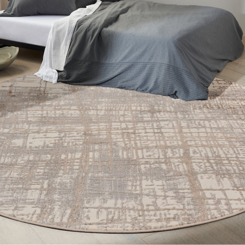 Tapis abstrait taupe, Rond 8 pi