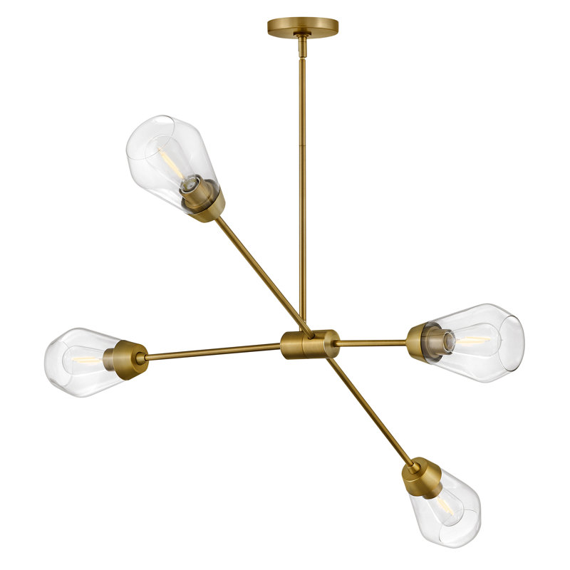Livie Lacquered Brass 4-Light Sputnik Chandelier with Clear Glass