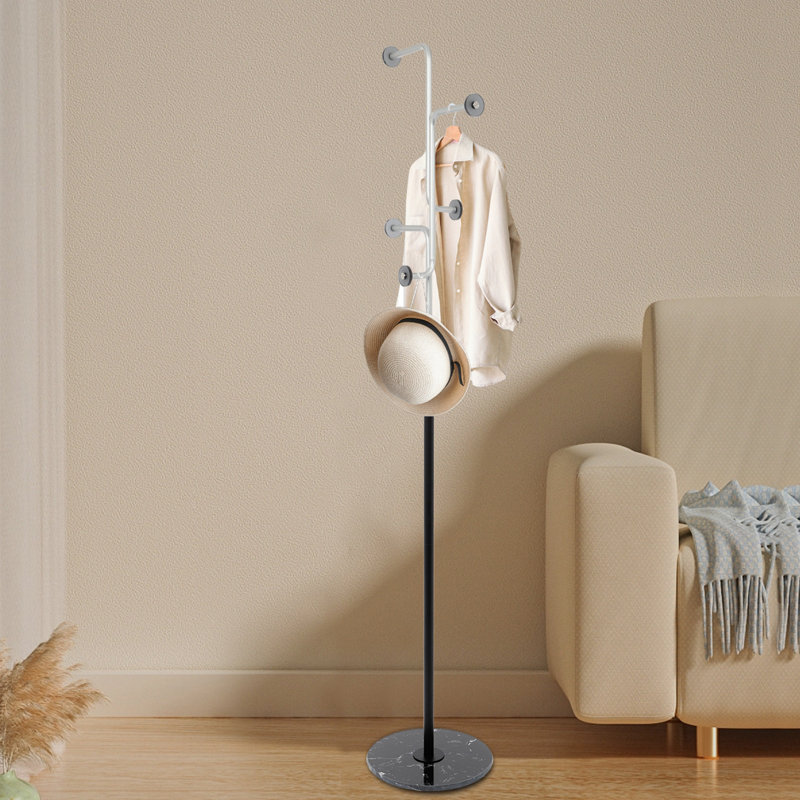 Portemanteau autoportant avec 5 crochets, Blanc