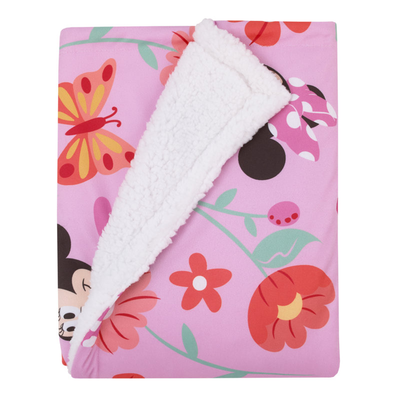 Couverture pour bébé en sherpa rose, orange, vert et blanc NoJo Disney