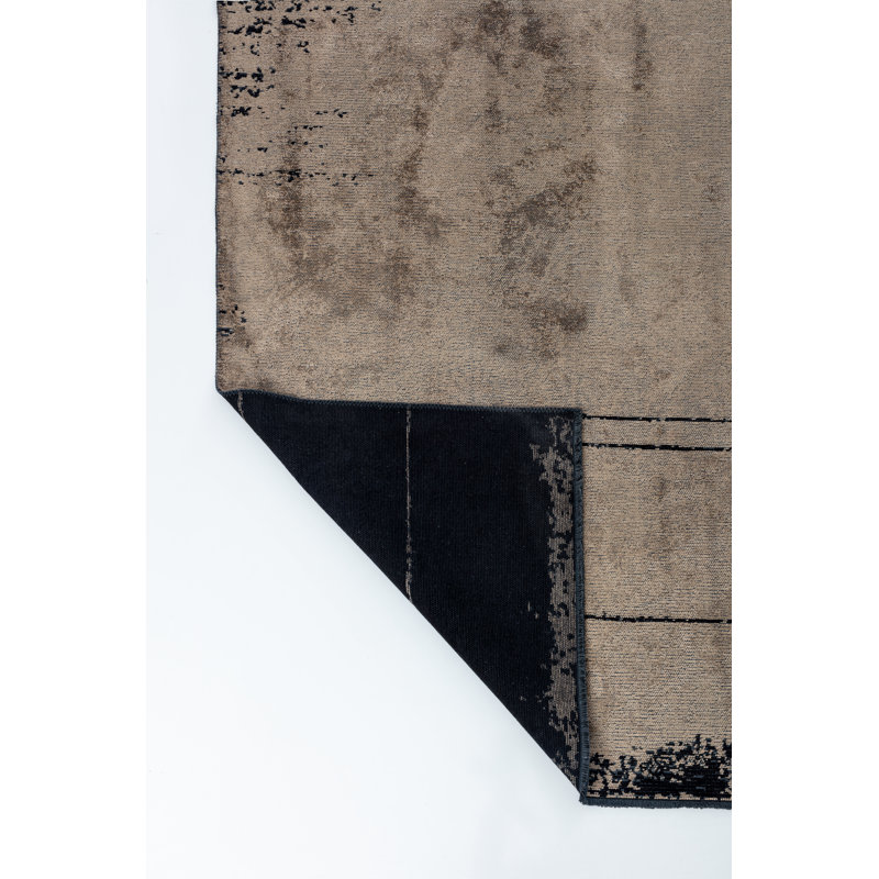 Black/Tan Abstract Luxury Area Rug, Rectangle 7'10" x 9'10"