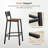 Bar Stools, Set Of 2 Bar Chairs, Tall Bar Stools With Backrest, Industrial In Party Room, Rustic Brown And Black