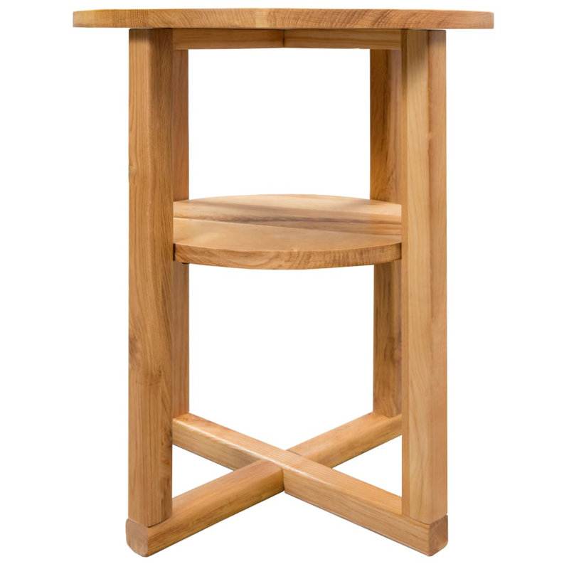  Side Table Brown Solid Oak Compact Side Table Round Rustic