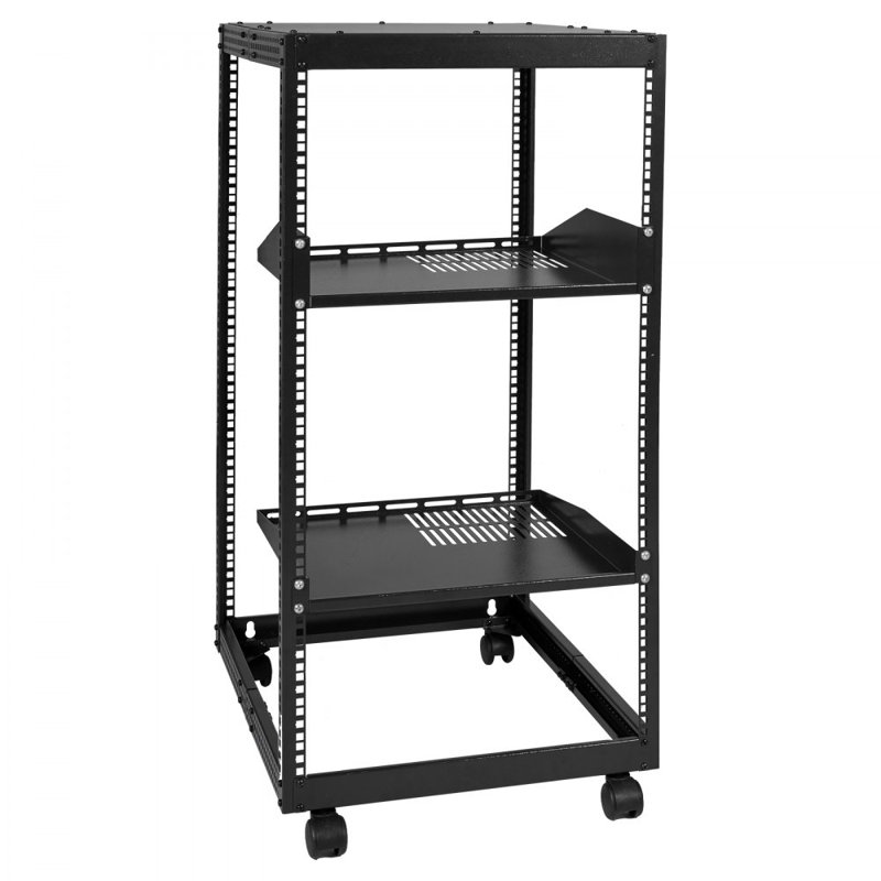 20U Open Frame Server Rack, 15''-40'' Adjustable Depth, Free Standing or Wall Mount Network Server Rack, 4 Post AV Rack with Casters, Holds All Your Networking IT Equipment AV Gear Router Modem