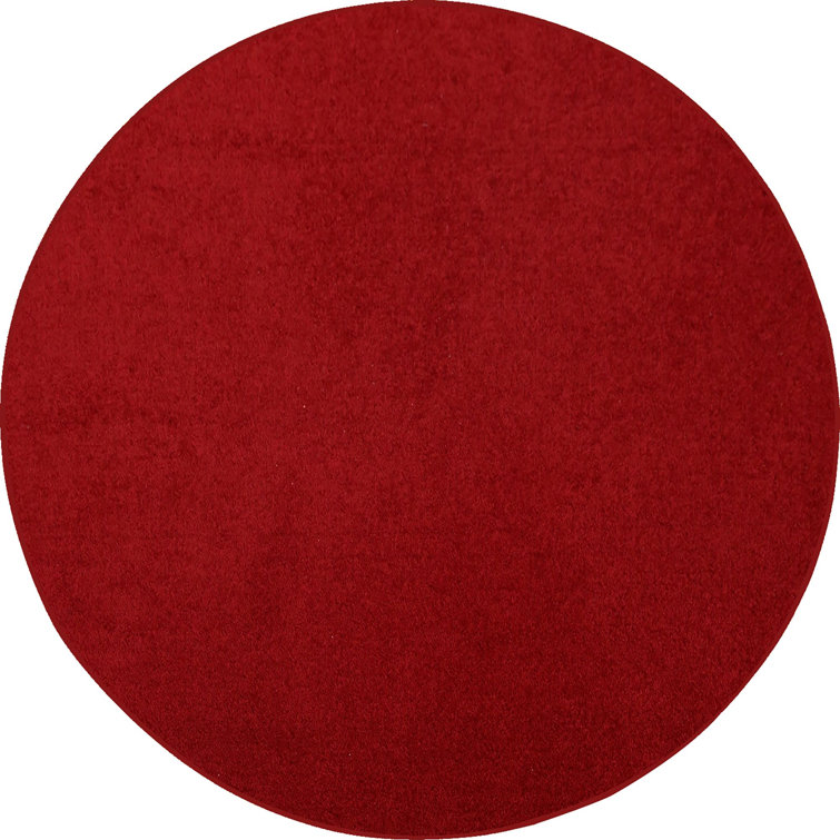 Latitude Run® Solid Color Round Shape Area Rugs Red