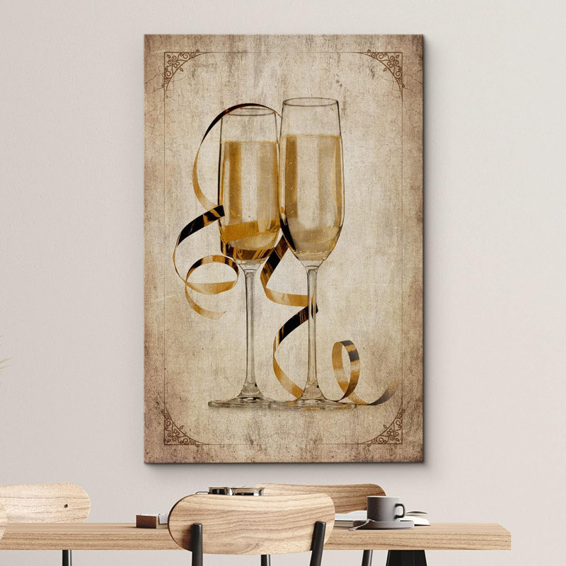«Vintage Confetti Champagne Glasses» sur impression sur toile, H 18 po x l 12 po x P 1,5 po