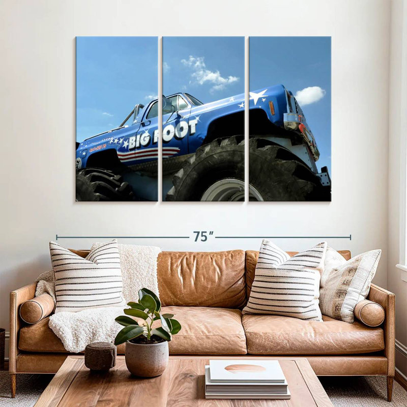 Grand camion monstre bleu Mehar, H 42 po x l 65 po