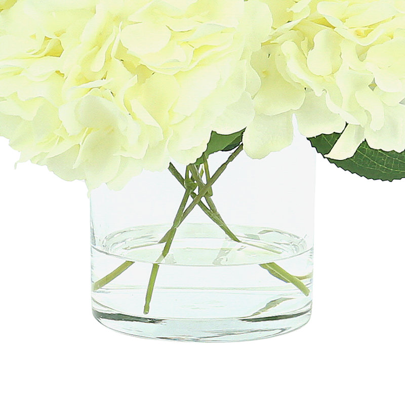 Hydrangea Arranged In A Clear Glass Vase