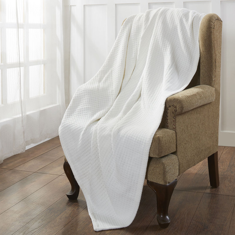 Couverture en coton , Simple, Blanc