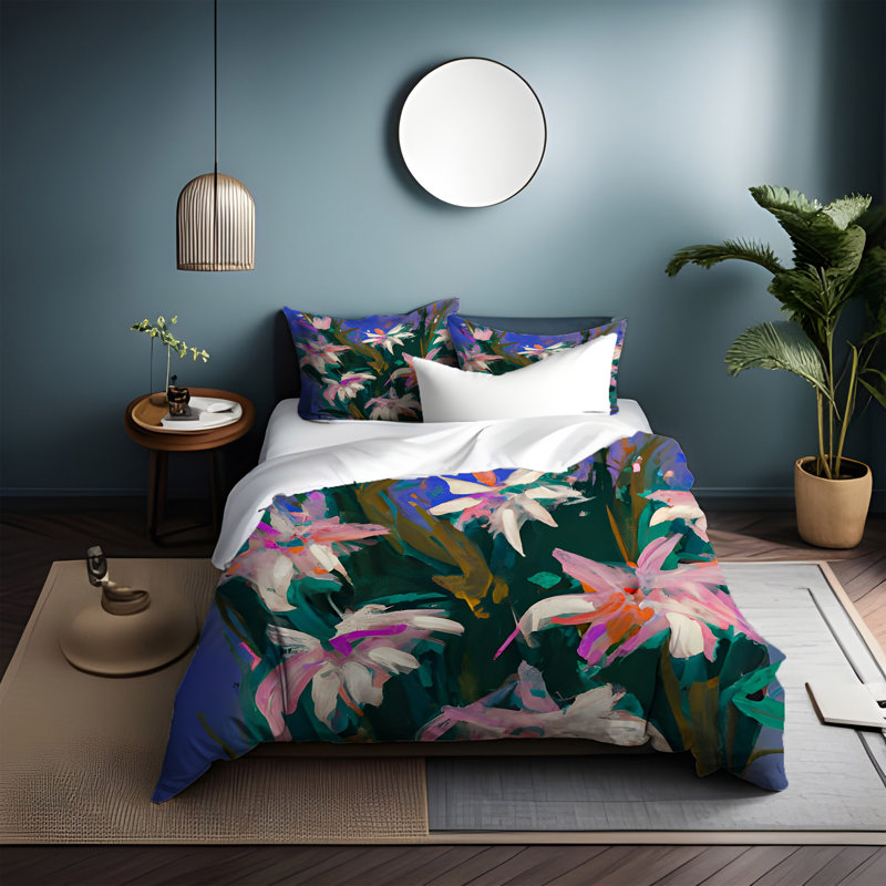 Duvet Cover, King Duvet Cover + 2 King Shams, Pink/Purple/Green/Brown