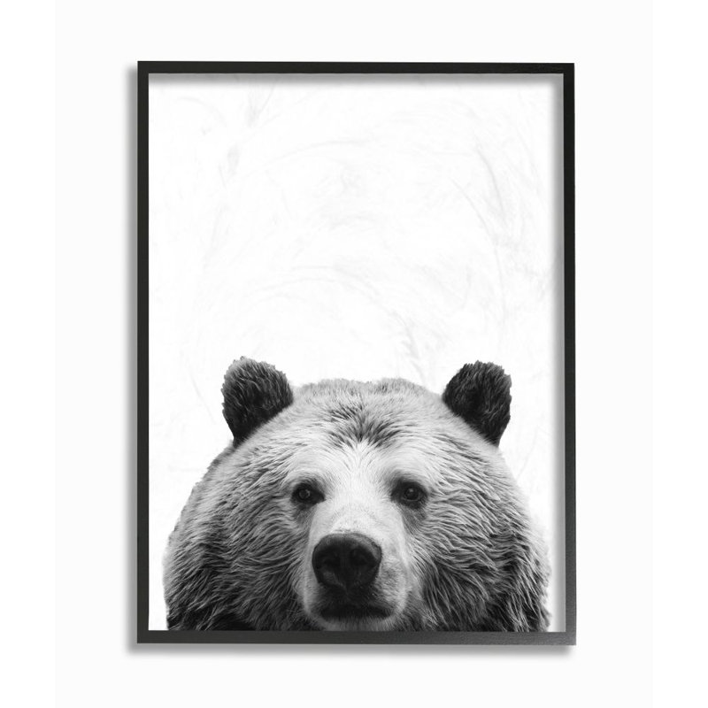 « bear head animal design », impression sur toile, Giclée encadrée noir minuit, H 14 po x l 11 po x P 1,5 po