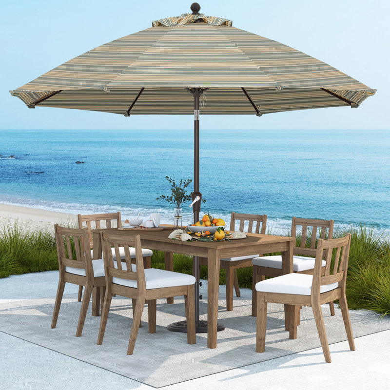 Parasol de patio en oléfine 9 pi 9 pi, Brun / rayures beige