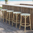 25" Outdoor Bar Stools, French Bistro Round Patio Barstools With Hand-Woven PE Rattan