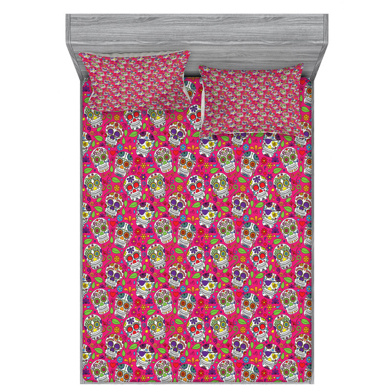 Microfiber Floral Sheet Set, Queen Sheet Set with Fitted Sheet