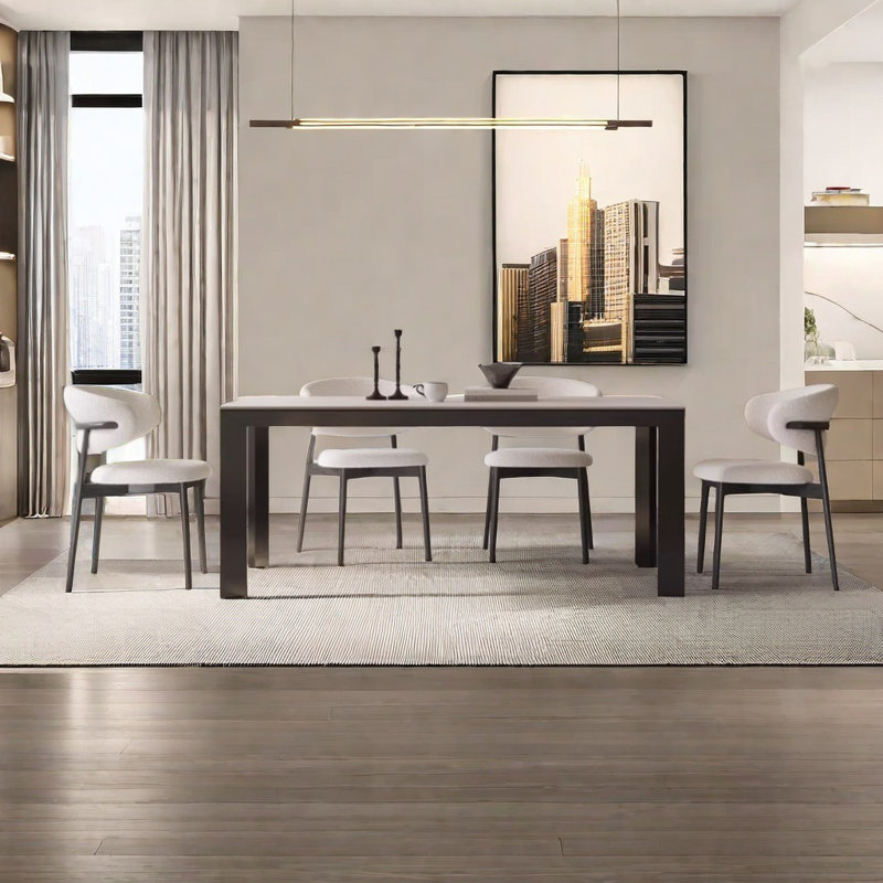 Minimal practical dining table and chair, 29.5"H x 86.6"L x 35.4"W