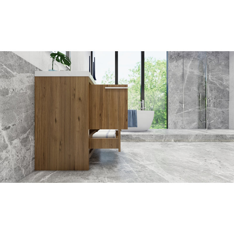 Ensemble de meuble-lavabo simple 36 po Alsadig, Chêne naturel