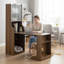 Bureau pliable avec huche et tablettes de rangement, poste de travail peu encombrant avec caractéristiques pour animaux de compagnie