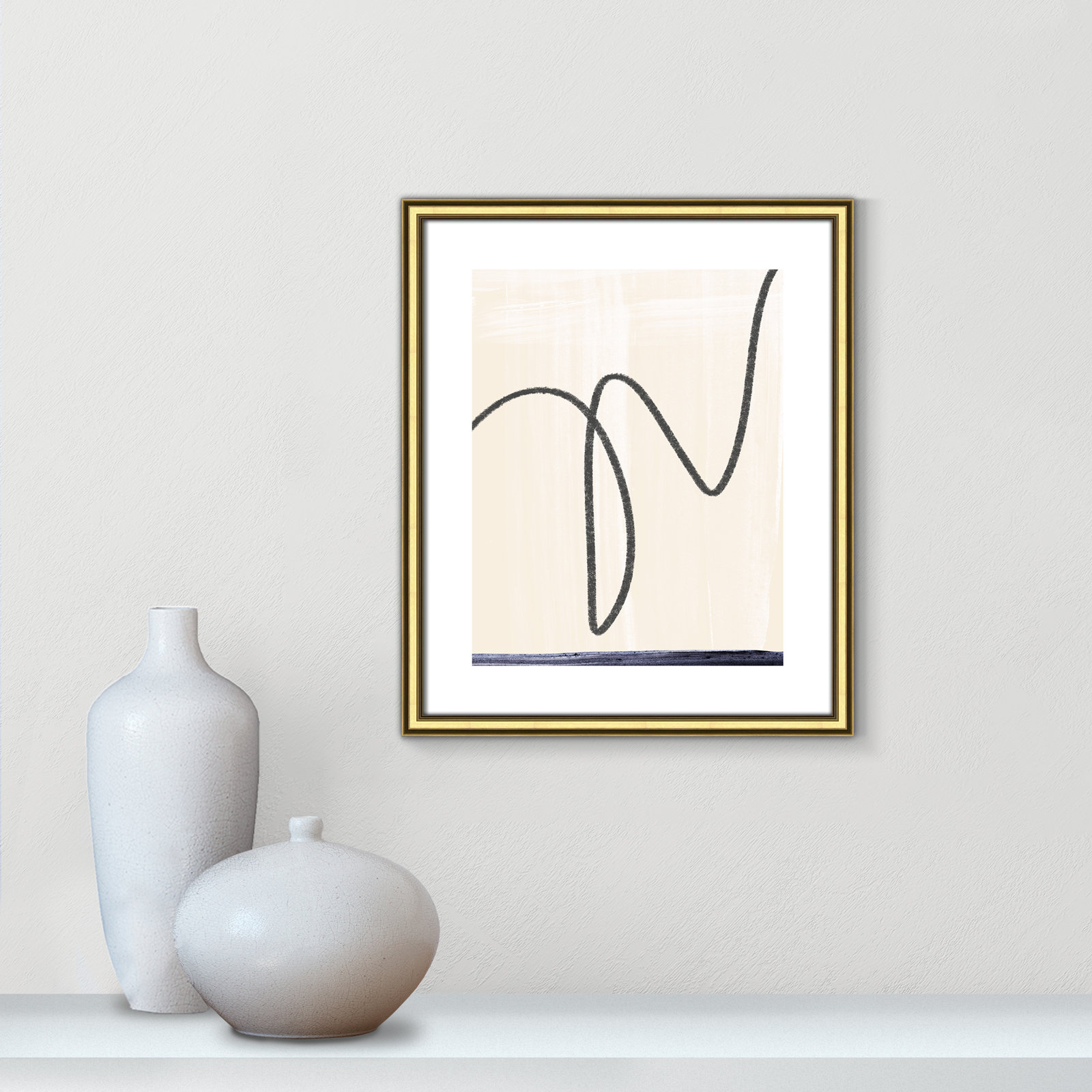 Tigerlily "Departured I" Painting, 20.25" H x 17.25" W x 0.88" D, Gold Framed Paper