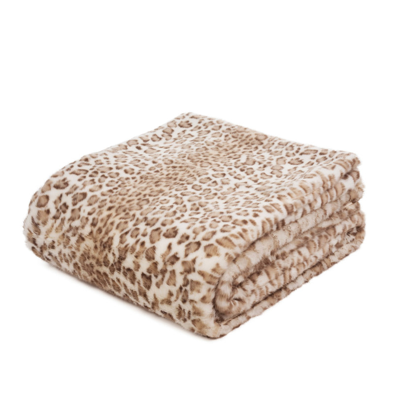 Sibirian Snow Leopard Faux Fur Blanket