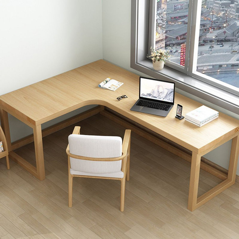 Bureaux en bois massif en L 55,12 po, Retour à gauche, H 29,53 po x l 55,12 po x P 21,65 po