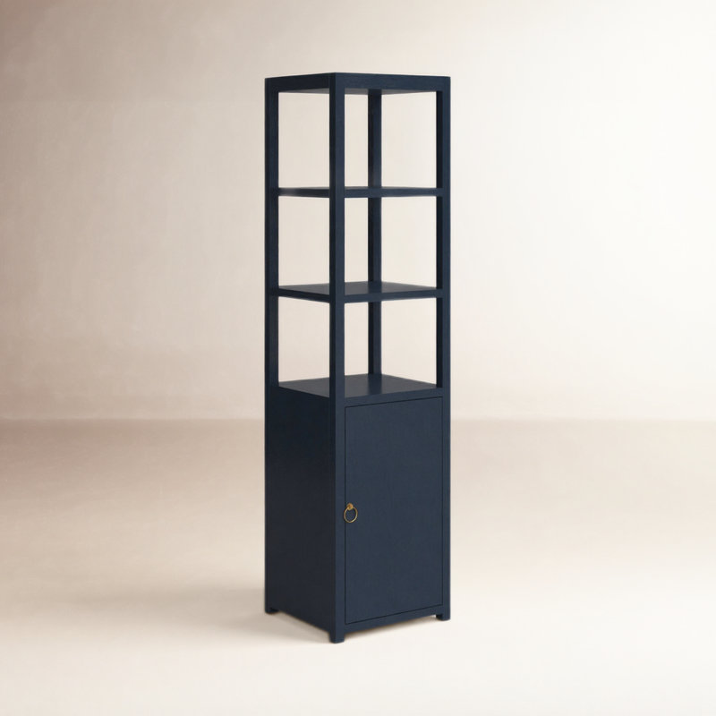 Elin 70" H x 18" W Etagere Bookcase, Navy Blue