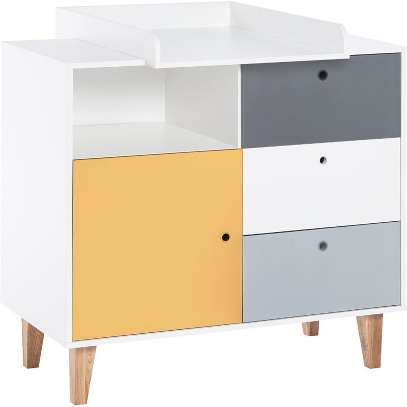 Aleana 3 Drawer Combi Chest, Saffron/White/Grey