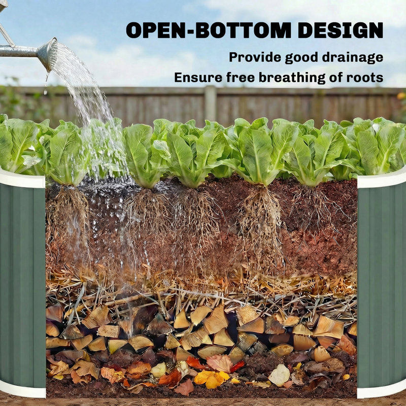 Boîte à fleurs profonde, lit de jardin extérieur avec gants, vert clair, 24" H x 53.5" W x 20.9" D, Vert