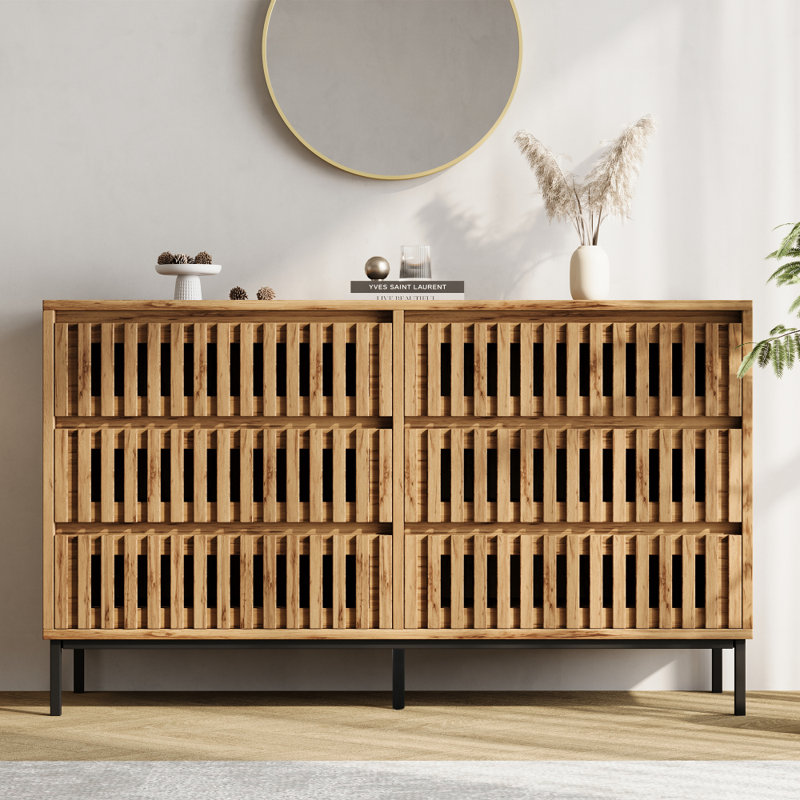 Ventilated Openwork Chest with 6 Drawers and 5 Metal Support Legs