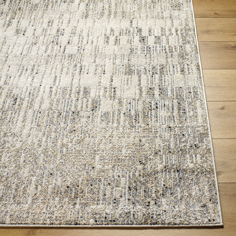 Rectangle Harsukh Abstract Machine Woven Polyester Area Rug in Gray, Rectangle 5'3" x 7'