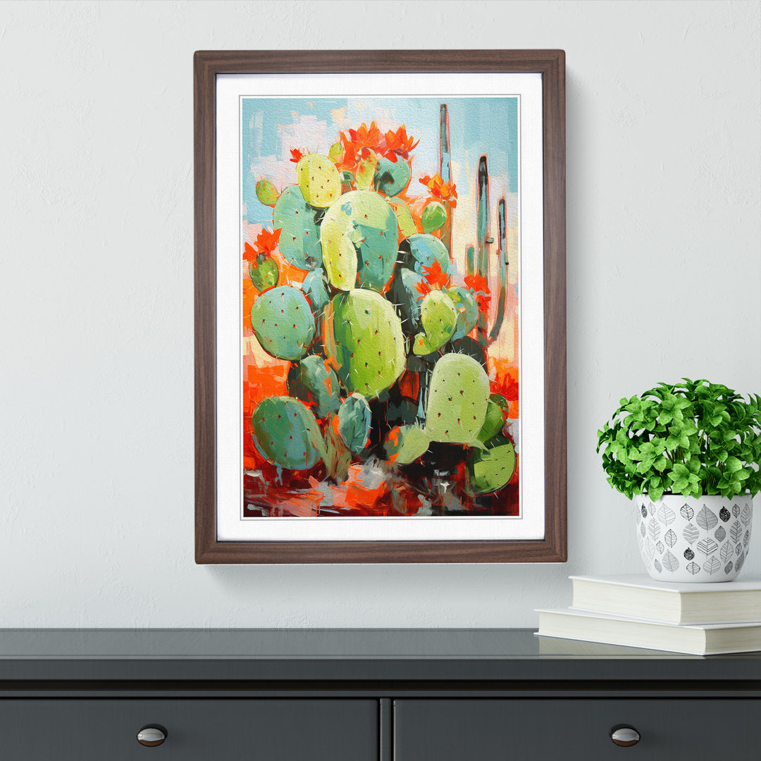 Cactus Action No.2 - Einzelner Bilderrahmen Kunstdrucke auf Holz