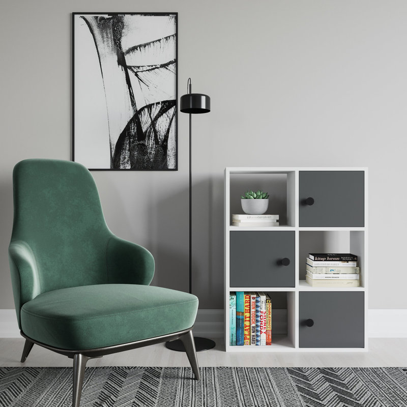 Tilton Bookcase, White/Anthracite, (3 Shelves) 28"H x 37"W x 10"D