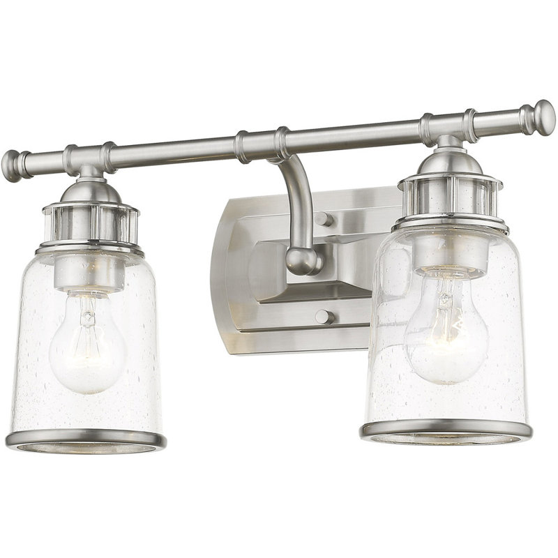 Éclairage pour meuble-lavabo à 2 lumières Anyelina, Nickel brossé