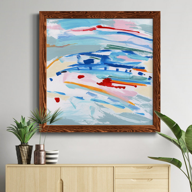 " Blush And Blue " Painting Print, 24" H x 24" W x 1" D, Maple