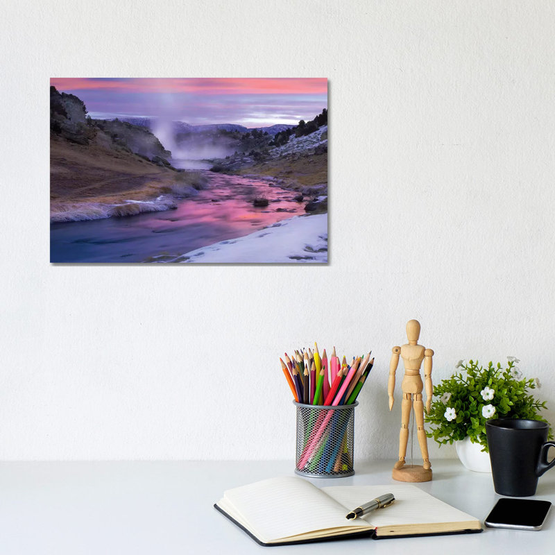 Hot Creek At Sunset, Natural Hot Spring In Mammoth Lakes Region, Eastern Sierra Nevada, California by Tim Fitzharris - Wrapped Canvas Print