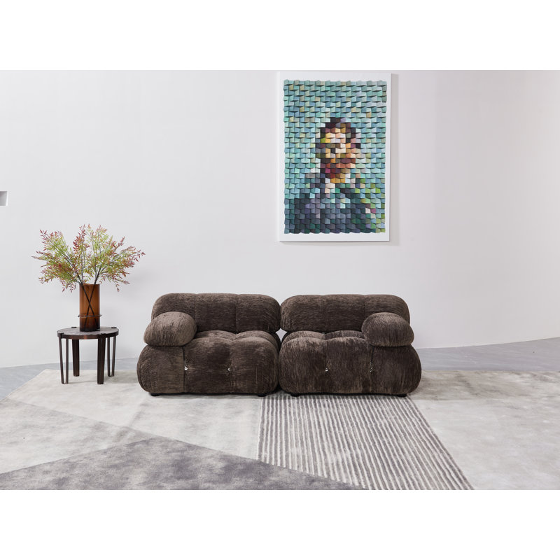 Canapé en chenille de 76 po Belani, Chenille brun