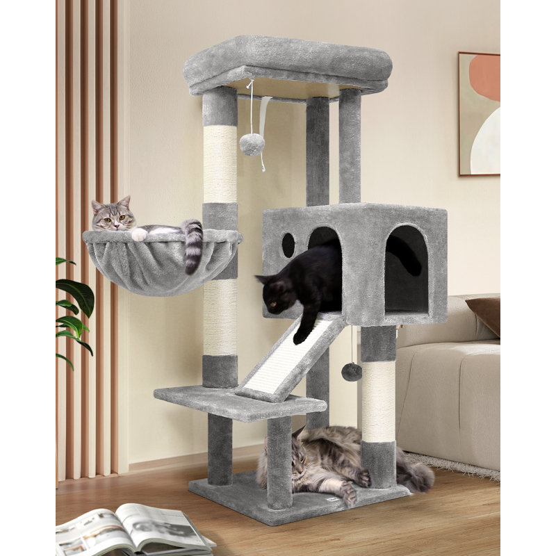 Grand arbre à chat à niveaux 45 po, Gris clair