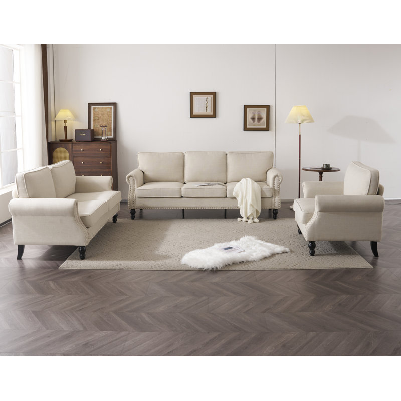Winado Living Room Set In Rust, White