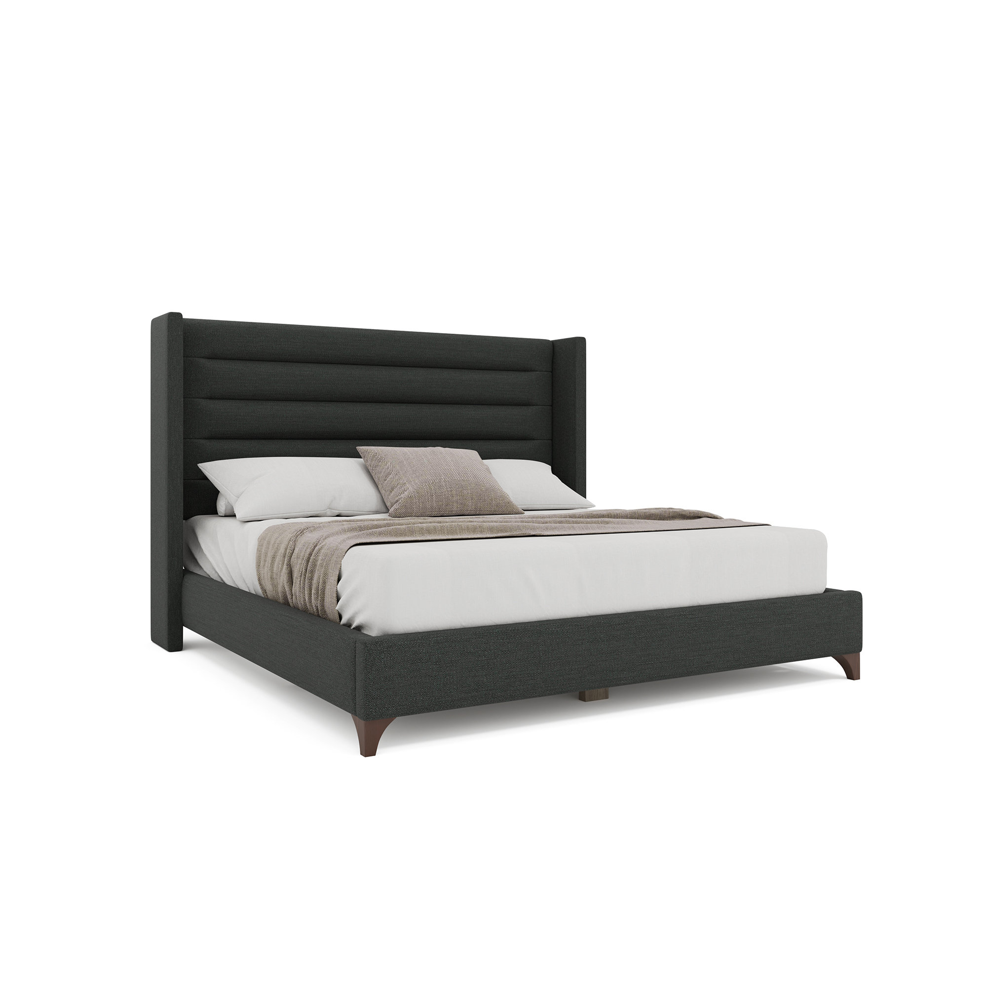 Miliyah Horizontal Channel Upholstered Bed, King, Charcoal Revolution®