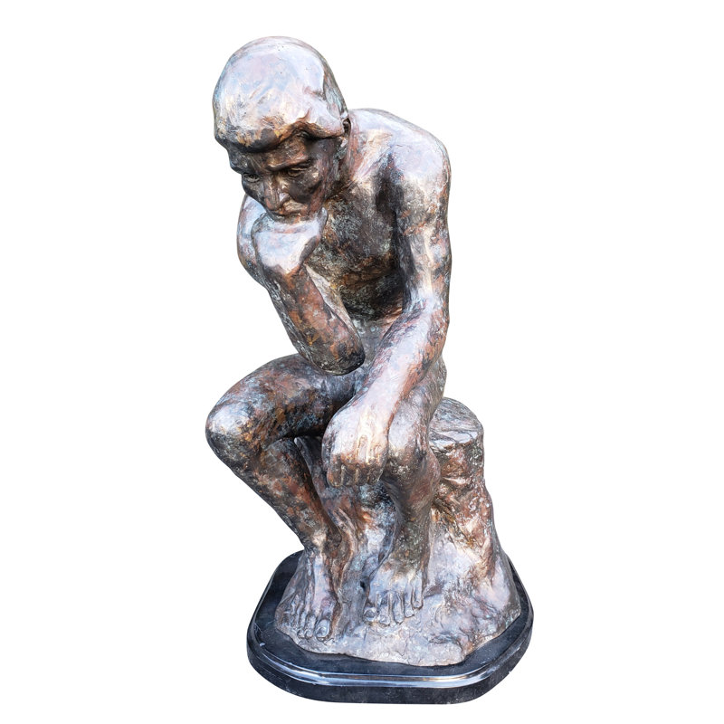La réplique de la statue en bronze The Thinker - Taille: L 16 po x l 12 po x H 24 po.