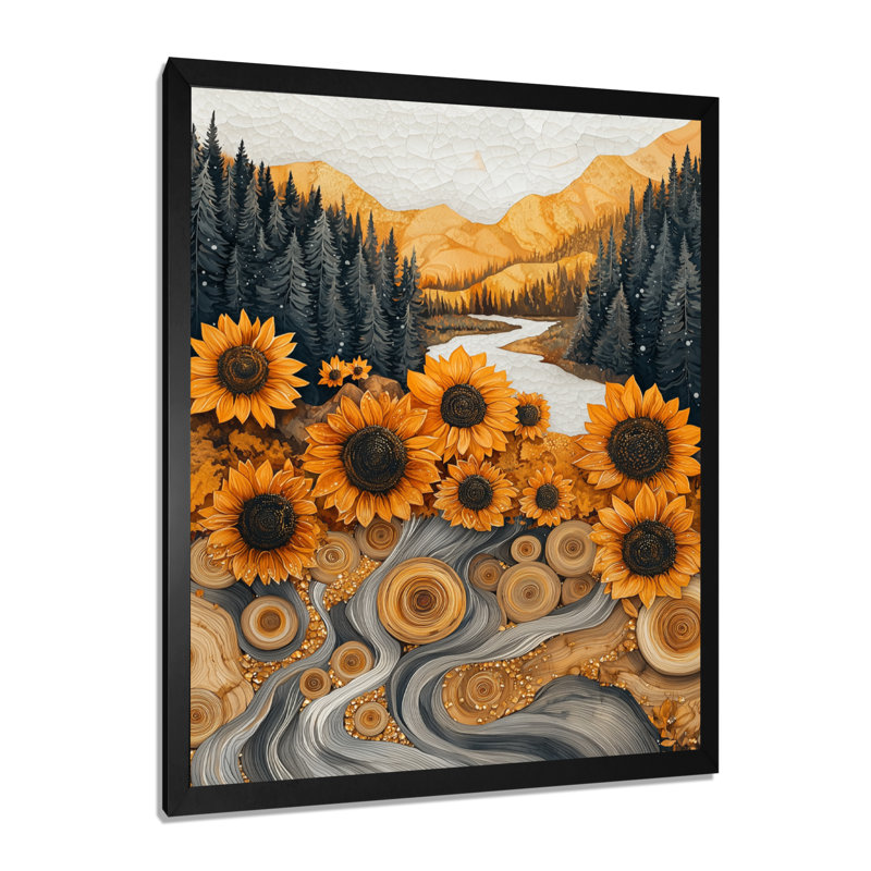 Drae - Art mural floral, Noir, noir, noir, noir, H 20 po x l 12 po, Reproduction encadrée d'une seule photo