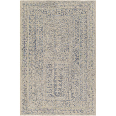 Bergmann Oriental Hand-Tufted Wool Navy/Beige Area Rug