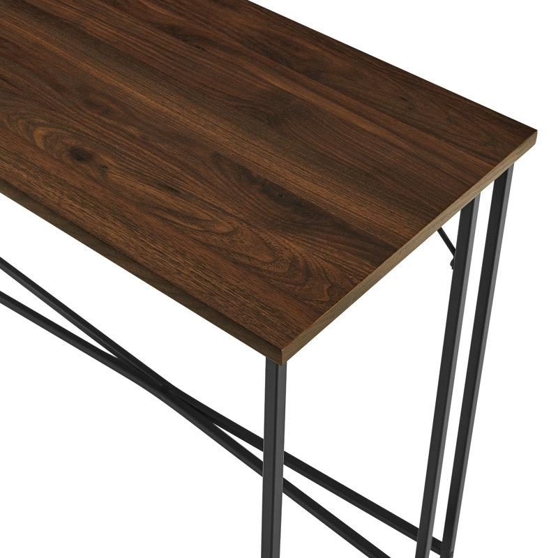 Mantooth Metal Base Writing Desk, Dark Walnut