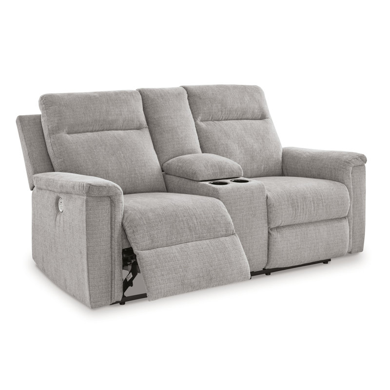 Doux 75'' Upholstered Power Reclining Loveseat, Light Gray
