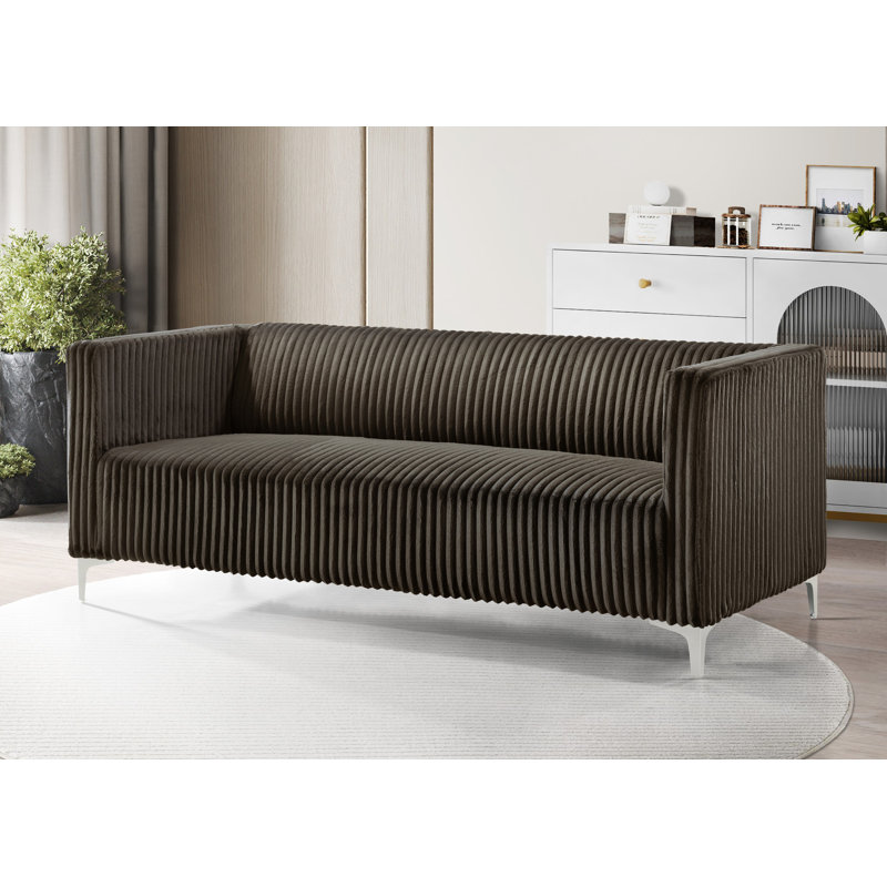 Chryssa Upholstered 75.40'' Sofa, Brown Velvet