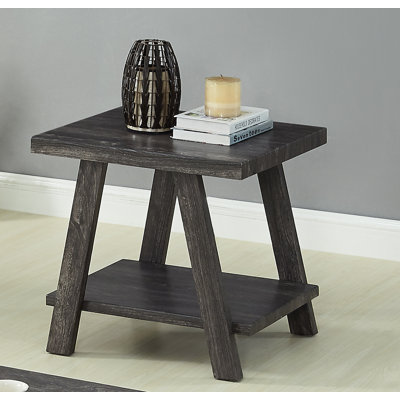 Contemporary Replicated Wood Shelf End Table in Charcoal Finish