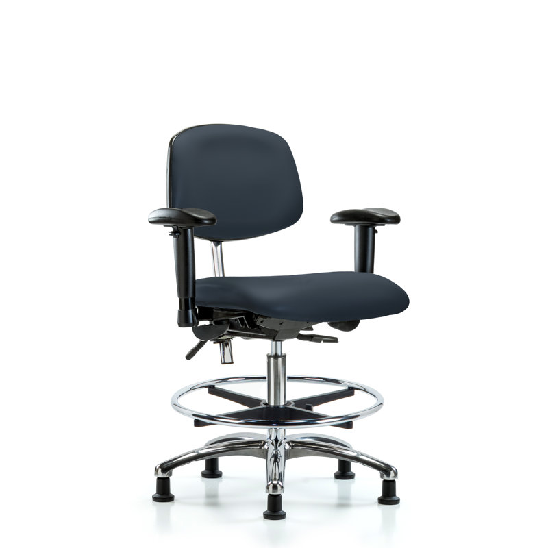 Anouk Vinyl Task Chair, Glides, Imperial Blue, Included