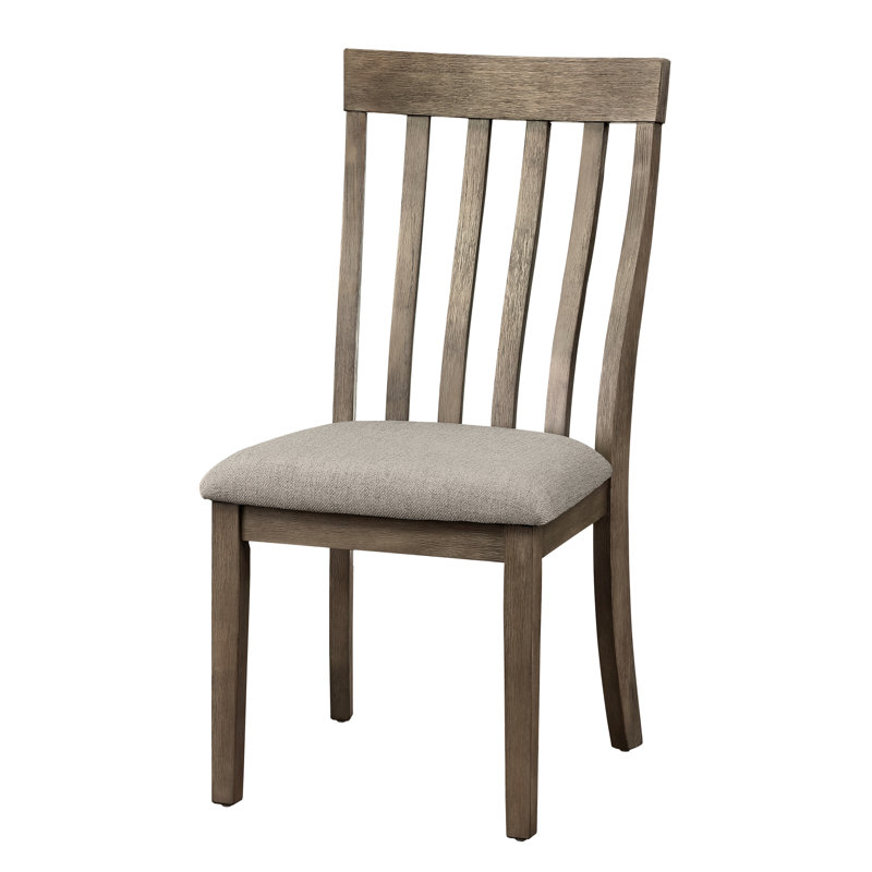 Chaises d'appoint de salle à manger 2 pièces, brun brossé, dossier à lattes verticales, revêtement gris, poids du produit: 15,03 lb et capacité de 250 lb